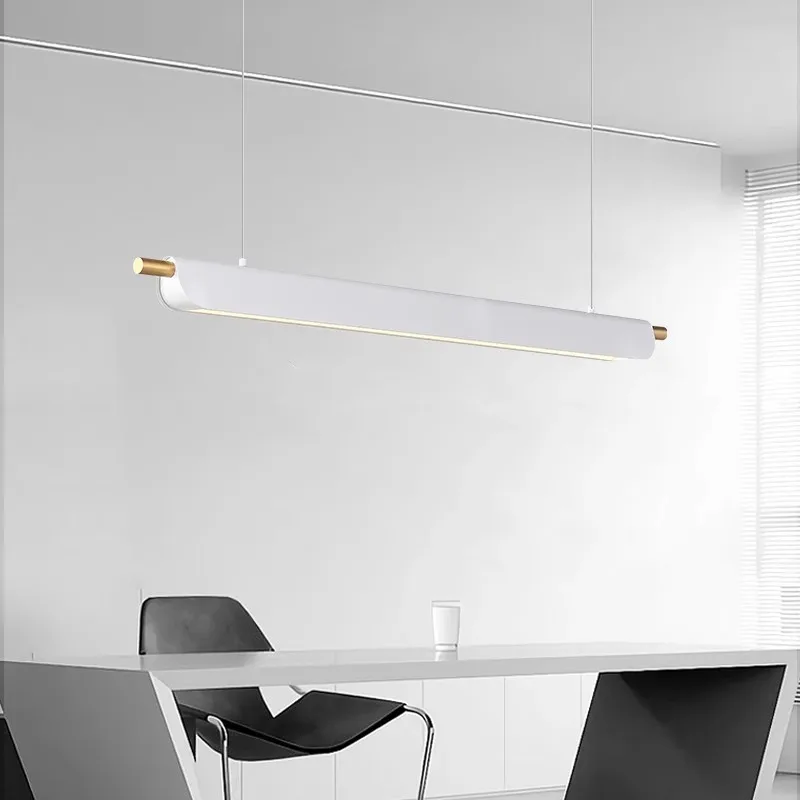 LED Personalized Restaurant Pendant Light Minimalist Modern Pendant Lamp for Kitchen Study Office Long Straight Hanging Lights