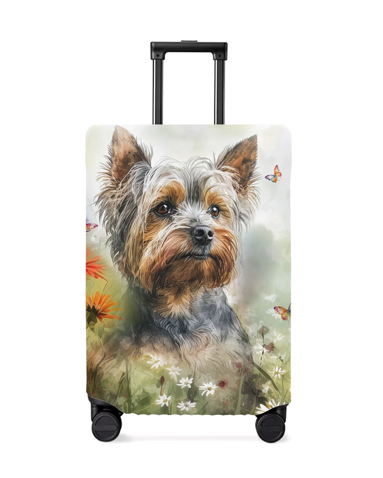 Flower Pet Dog Watercolor Butterfly Travel Luggage Cover Elastic Baggage Cover Suitcase Case Dust Cover Travel Accessories