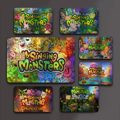 My Singing Monsters Rainbow Laser Glitter Bank Card Stickers Waterproof Art Decals