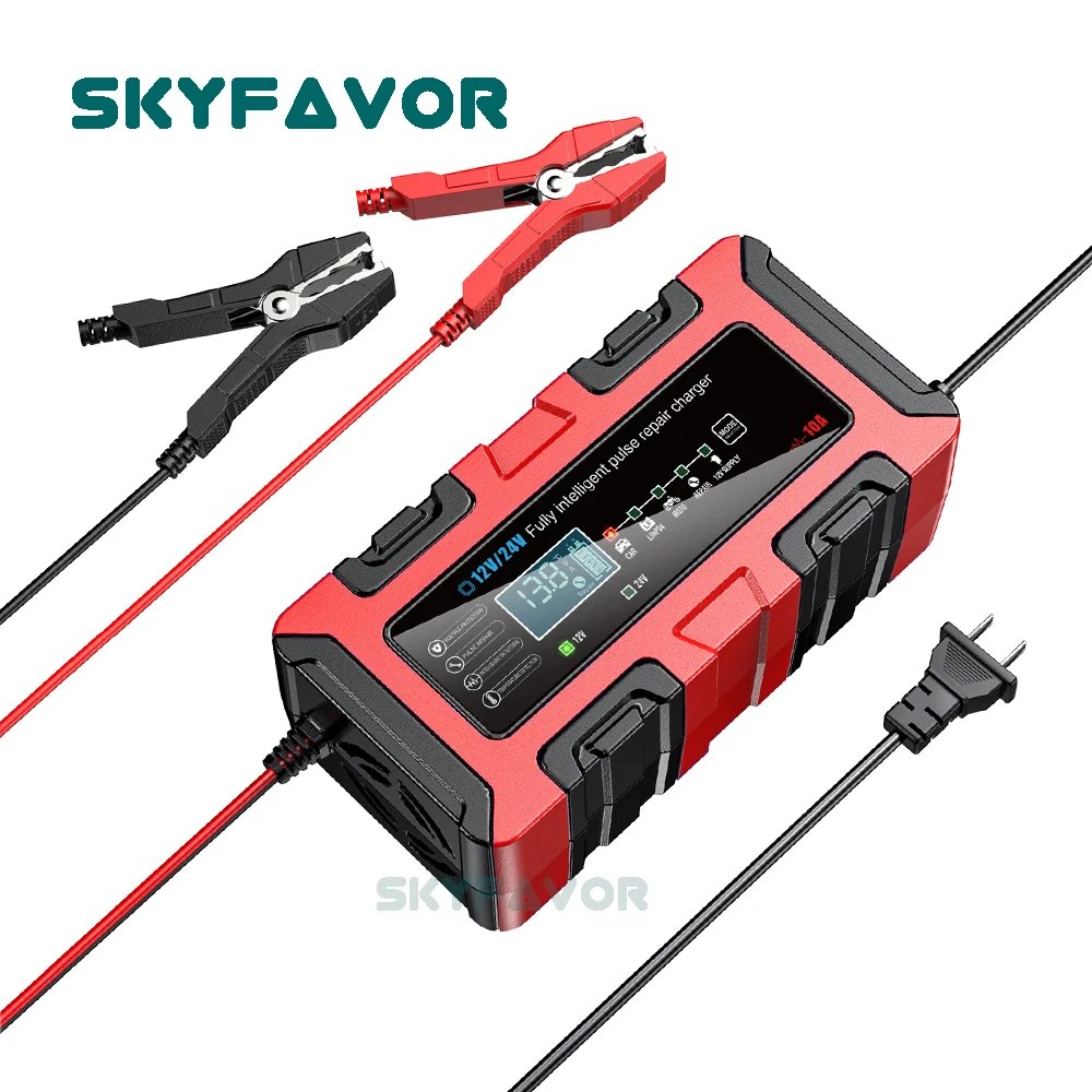 

Universal truck motorcycle car battery charger 12V 24V 10A auto 12 volt power supply lifepo4 GEL EFB lead acid battery charger