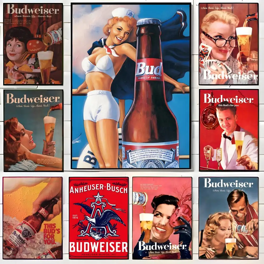 Letrero de Metal Original Budweiser BEER, Letreros Metálicos Divertidos, Póster Metálico, Impresión Artística para Pared, Póster Decorativo, Decoración del Hogar, Regalo, Sin Marco