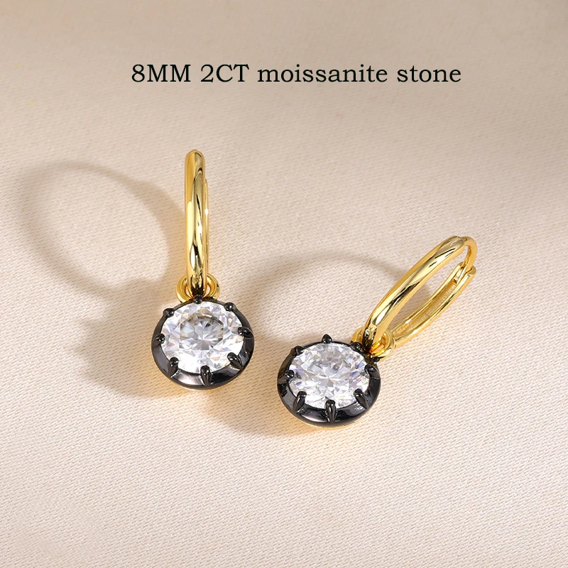 Smyoue 14K Plated Certified D Vvs1 Moissanite Drop Earrings for Women 8MM Luxury Wedding Jewelry Gift 100% Real S925 Pure Silver