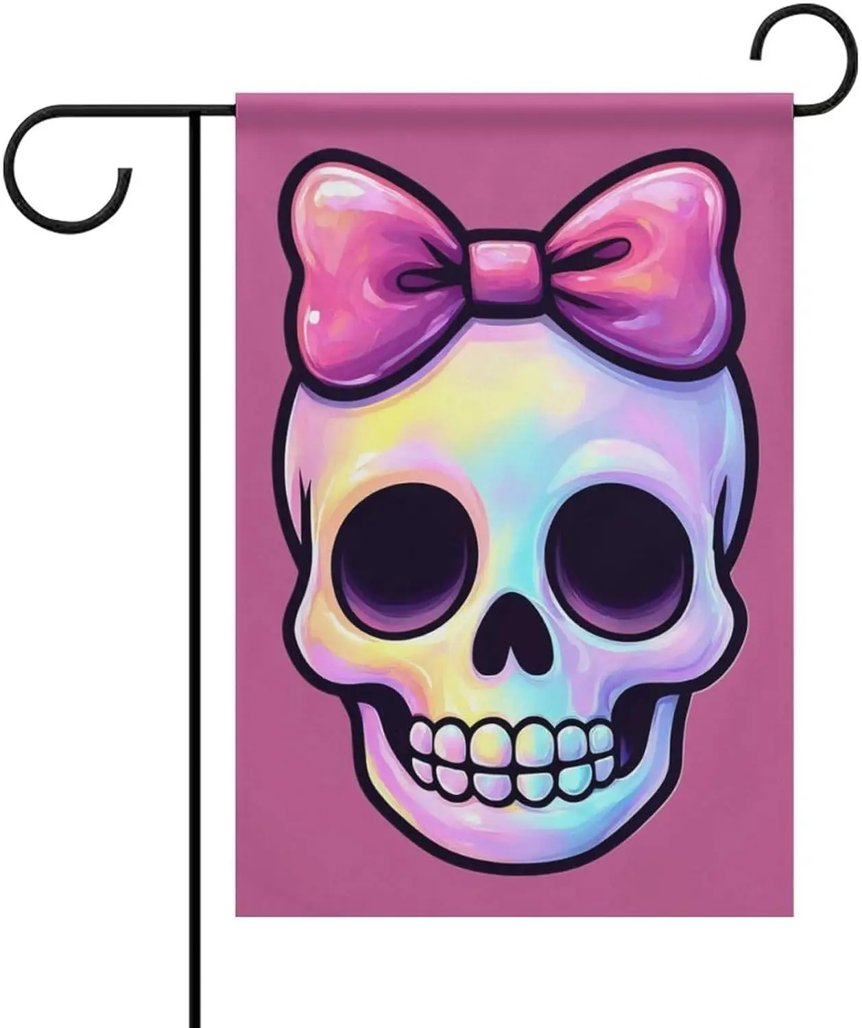 Pink Skull Bow Garden Flags Small Flag for Outside Polyester Double Sided Seasonal Welcome Yard Lawn Decor 12x18 Inch WWP zzo