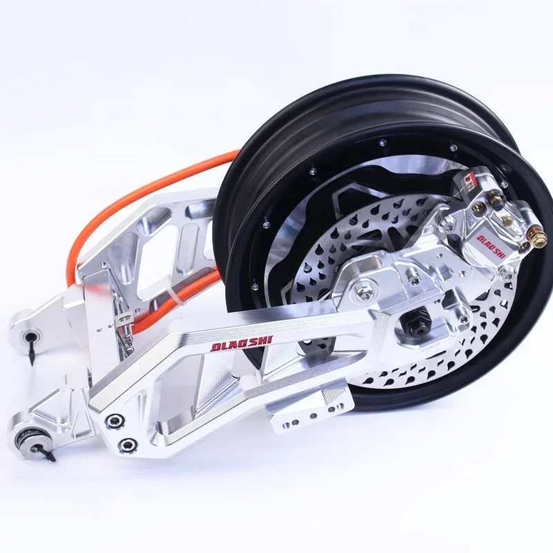 A set of flat fork motor assembly electric motorcycle swing arm rear  fork/motor/brake disc/caliper