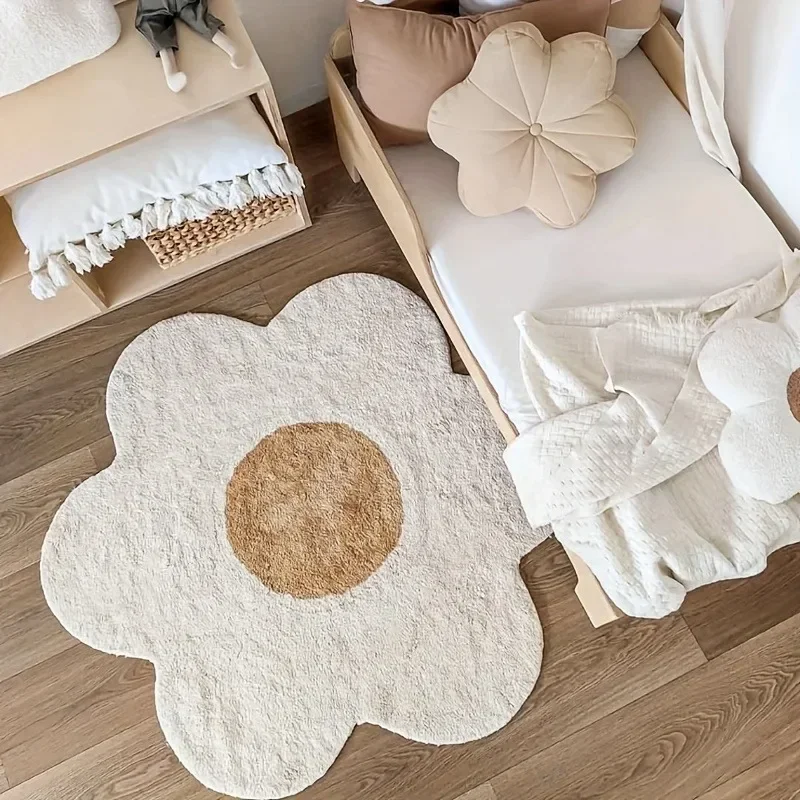 Flowers Irregular Carpet Study Reading Area Children's Bedroom Rugs Living Room Floor Mats Home Decoration Cute Art Rugs