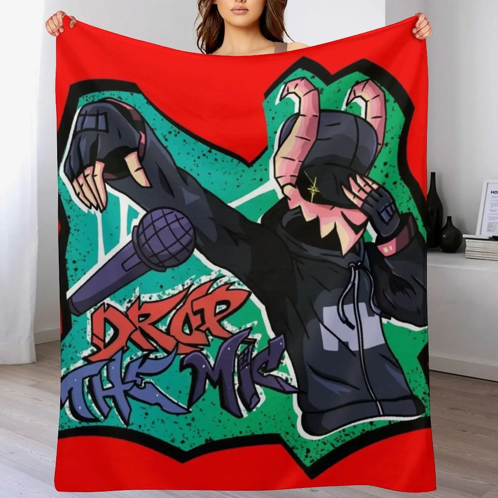 

fnf tabi graffiti drop the mic Throw Blanket Softest Vintage Bed Fashionable wednesday Blankets