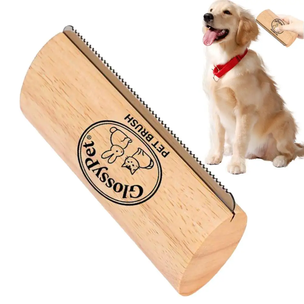 Dog Brush For Shedding Non-Slip Grip Undercoat Comb Wooden Dog Hair Brush For Kittens Medium Large Breed Loose Long Short