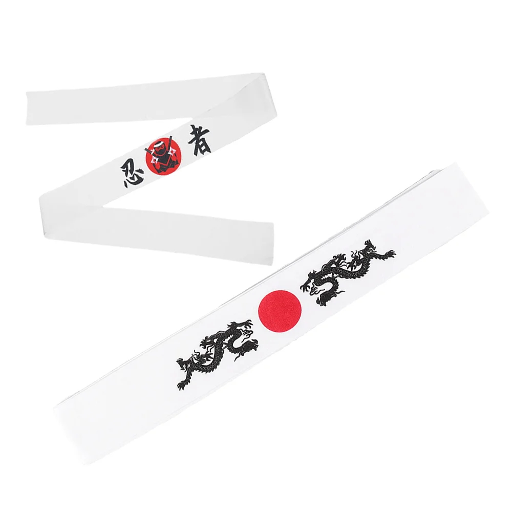 2 Pcs Japanese Style Bandana Ninja Headscarf Sushi Chef Headwear Karate Training Headband Polyester Child