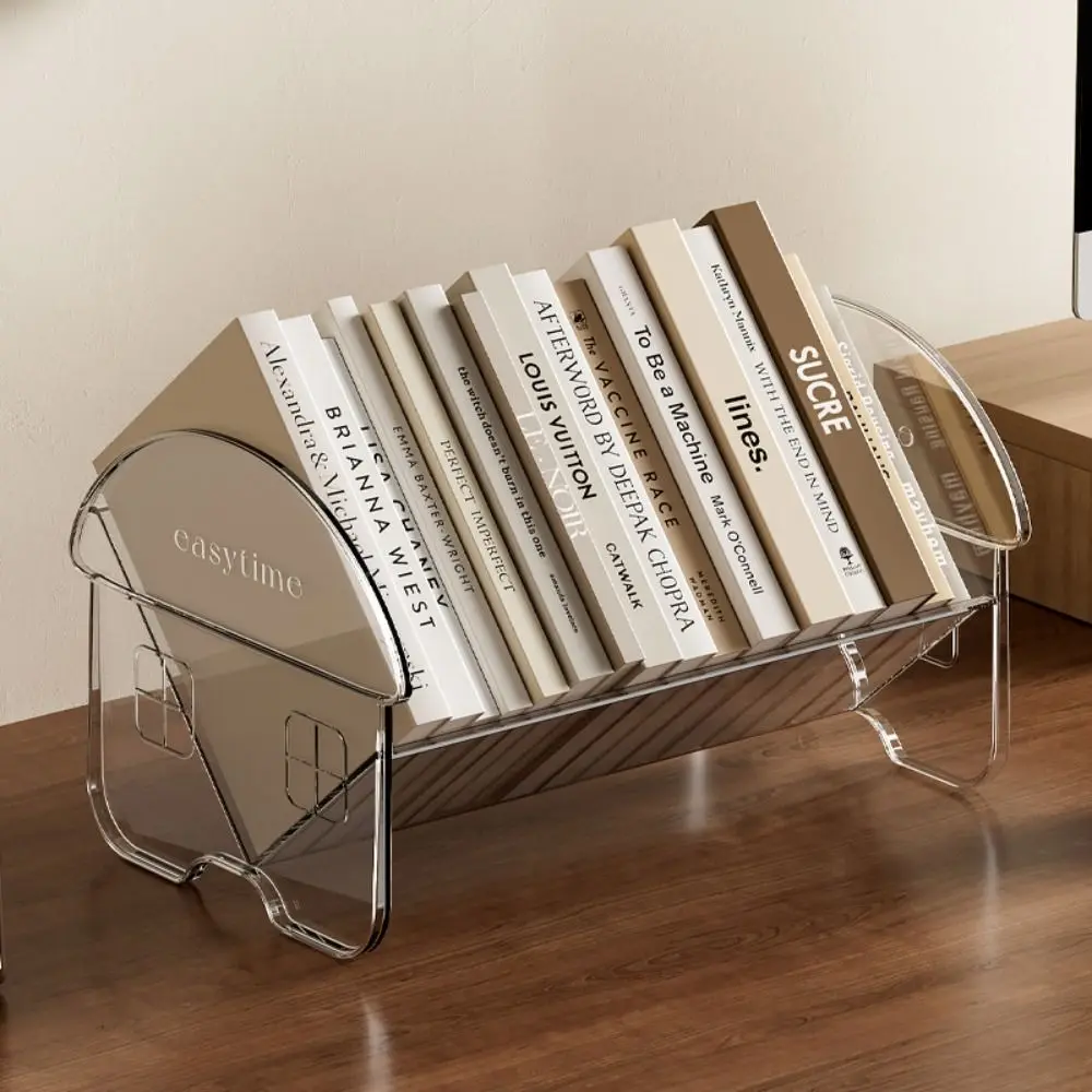 رف كتب بلاستيكي لسطح المكتب، رف تخزين مستقر شفاف/أسود لتوفير المساحة، رف قرطاسية ذو سعة كبيرة للطلاب