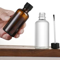 1x 10x  AMBER / Clear Refillable Nail Polish Bottles 5/10/15/20/30ml Touch Up Storage Pots With Brush Cap DIY Crafts Container