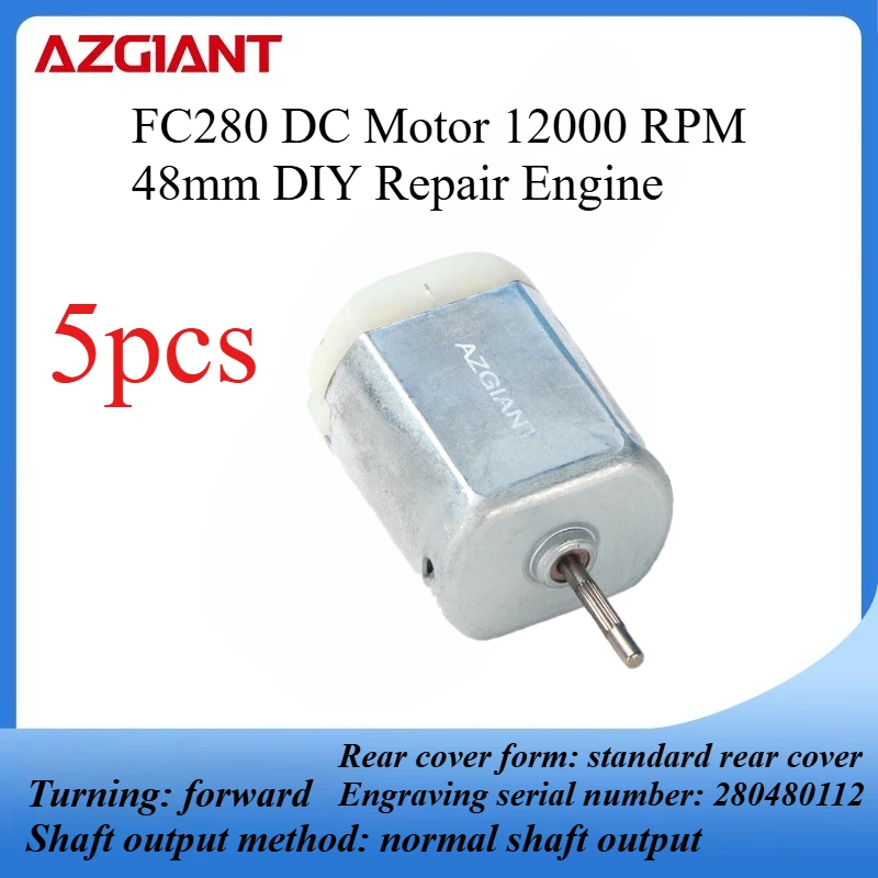 

5PCS FC280 DC Motor 12000 RPM 48mm DIY Repair Engine For Car Replacement Power OEM Accesseries Forward Rotation Toy High Quality