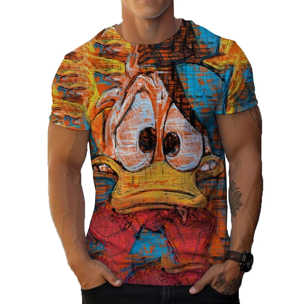 

Disney Donald Duck Fun Print T Shirt For Men Summer O Neck Short Sleeve Oversized T-Shirts Fashion Womens Clothing Tops Tee