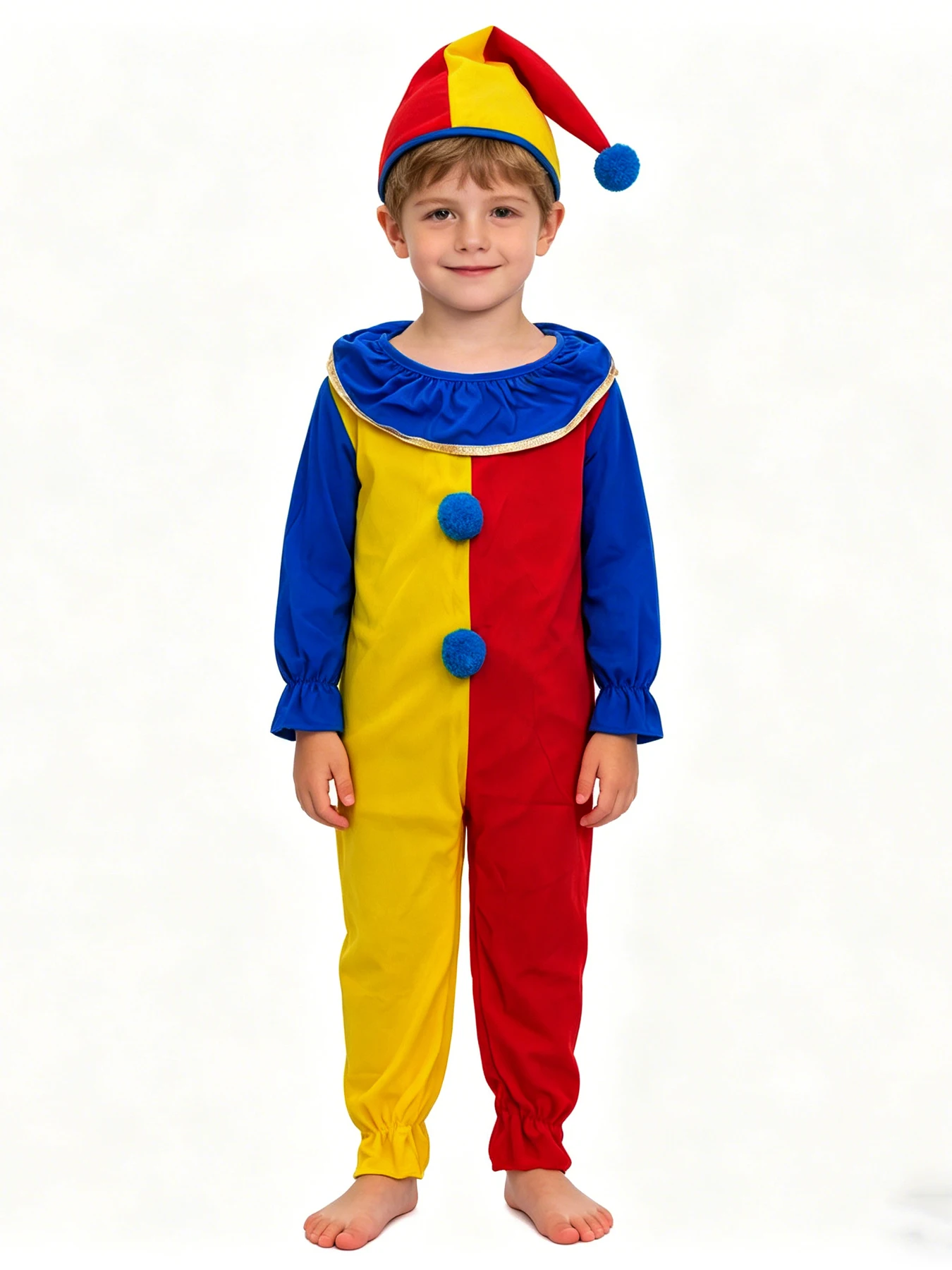 

Kids Boys Carnival Cute Clown Costume Cosplay Circus Dress Up Festival Clothes Jumpsuit For Party Performance Set