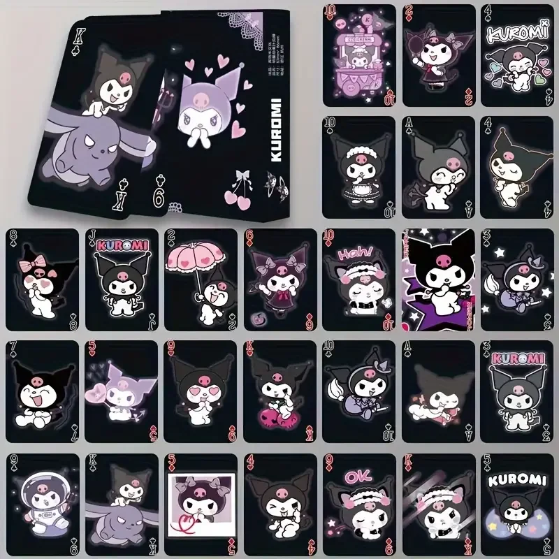 

55 шт. Sanrio Hello Kitty игральные карты настольные игры, аниме Hello Kitty детские игрушки колода карты манга, черный милый покер