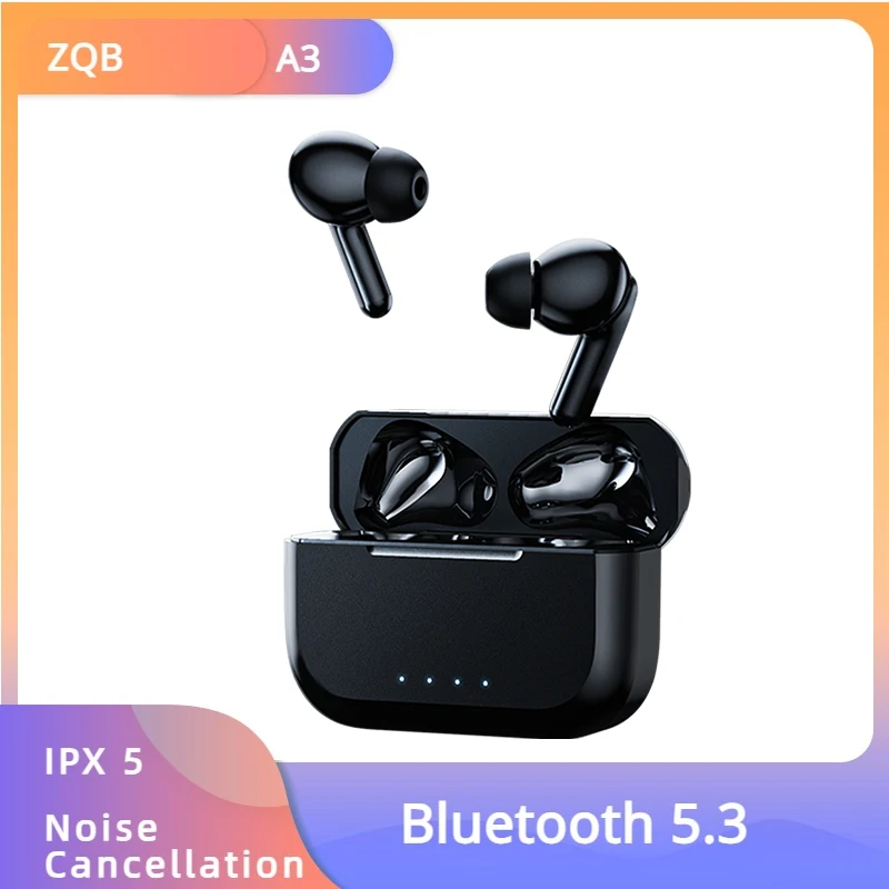 ZQB A3 TWS Wireless Bluetooth Earphones HD Mic Waterproof Noise Reduction Touch Sport Headset Top Fashion Dynamic Earbuds