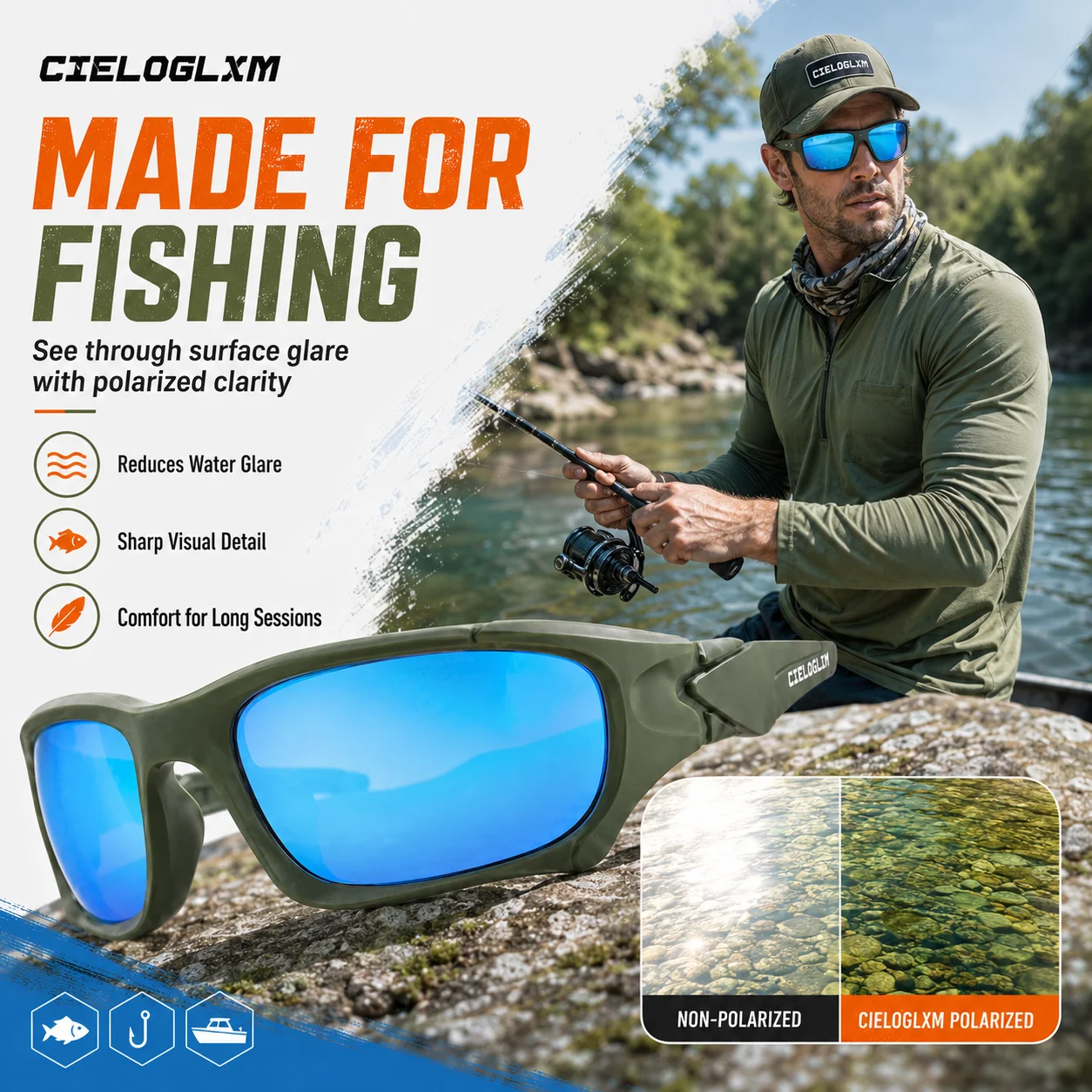 CIELOGLIM Polarized Sunglasses UV400 Sports Cycling Fishing Hiking Climbing Outdoor Eyewear Men Women