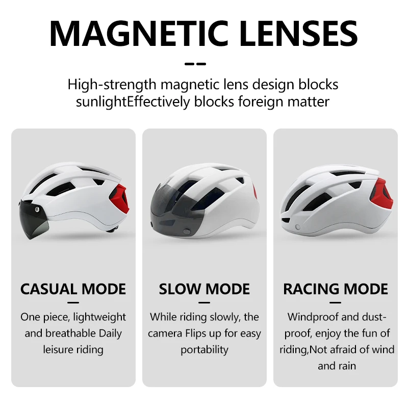 HONORTOUR Adult Bicycle Helmet LED Tail Light Lightweight Breathable All-in-one Outdoor Road Mountain Goggles Riding Helmet