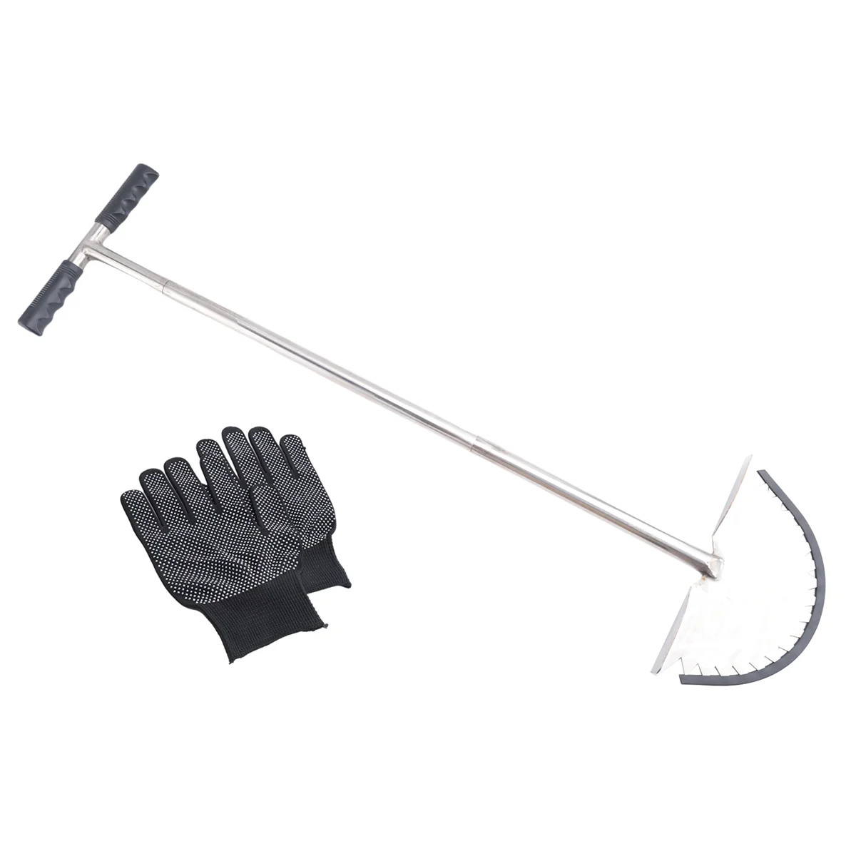 2025+Garden Trimming Scraper Half Moon Shape T-Grip Handle Serrated Manual Edge Trimmer with Handle Lawn Edger