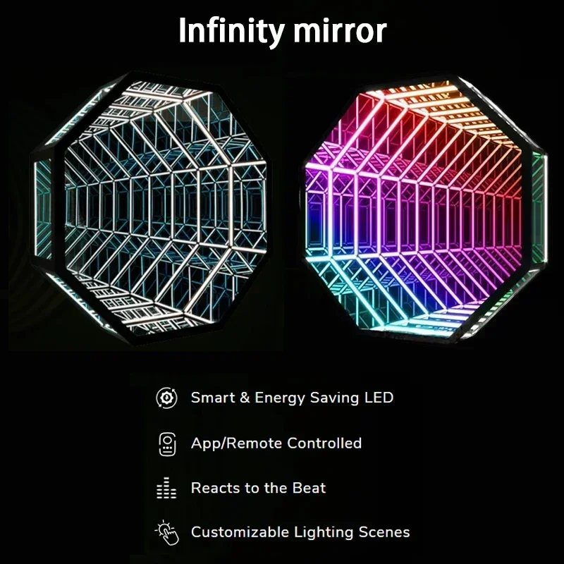 Smart Tunnel Led Wall Light Led Mirror Infinity 3d Mirror 3d Infinity Mirror Led 2024 Hot Sale