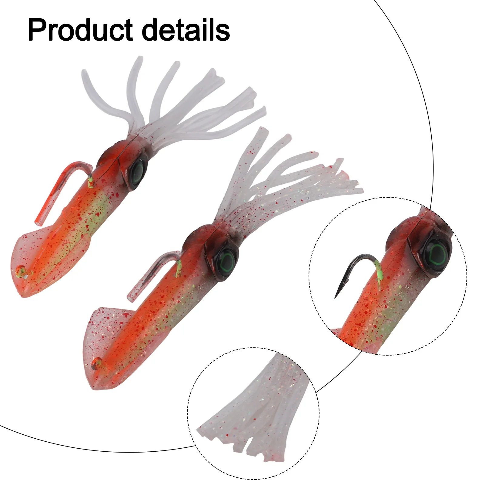 Artificial Bait Sea Fishing Lures Prerigged Squid Jig with Glow In The Dark Body and Hardened Hooks for Predator Fish