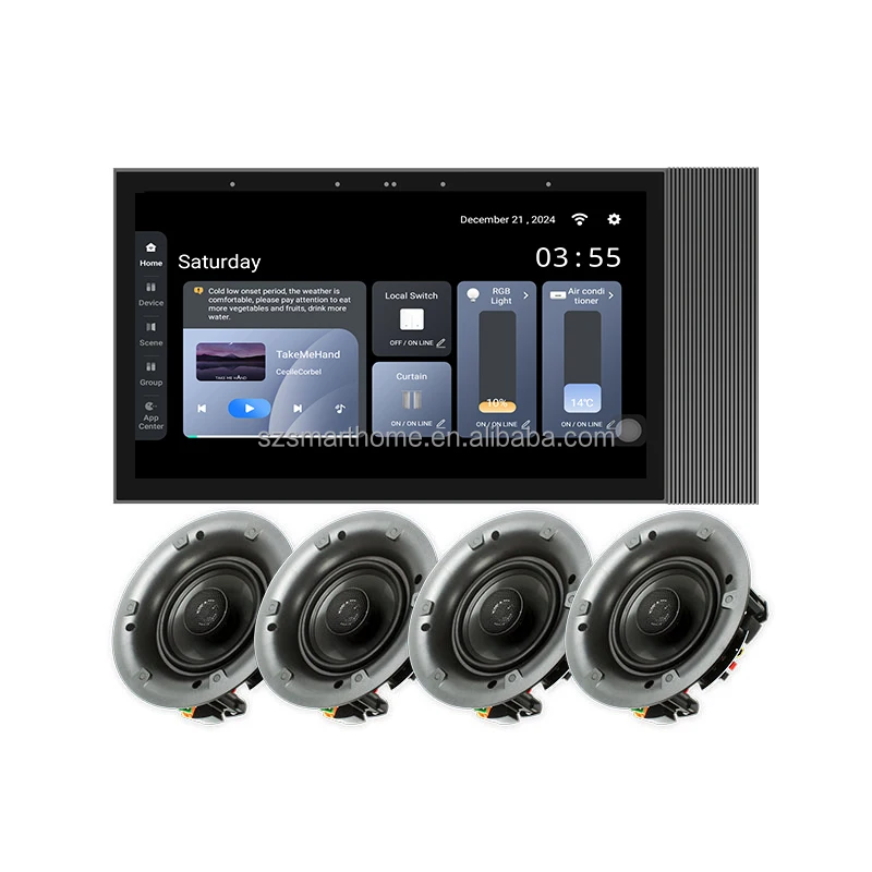 7-Inch Purple Bee Tuya smart music sound system scene control, with wall amplifier 4 * 25w ceiling speaker home theater system