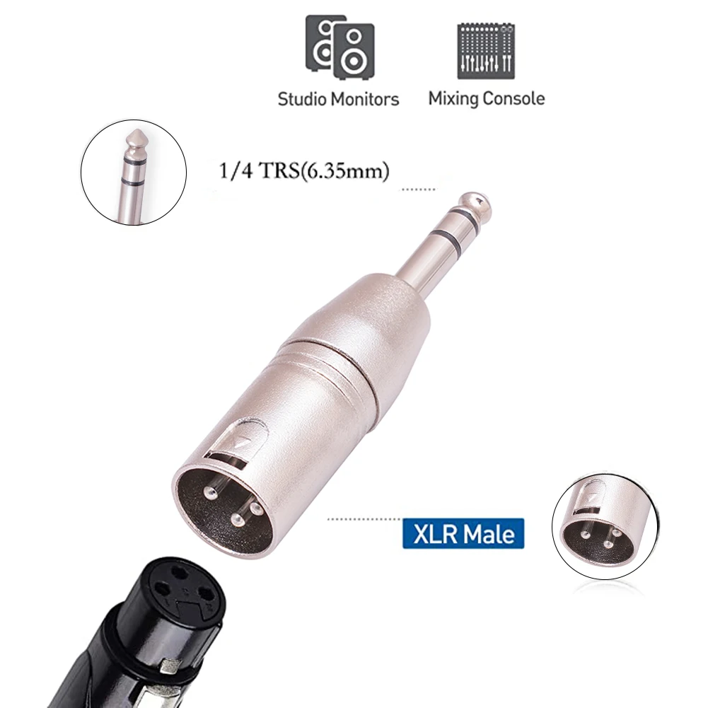 ربط محول الصوت كابل ستيريو TRS إلى 3Pin XLR 1/4 بوصة 2 قطعة واجهة التبديل ذكر إلى ذكر جودة عالية