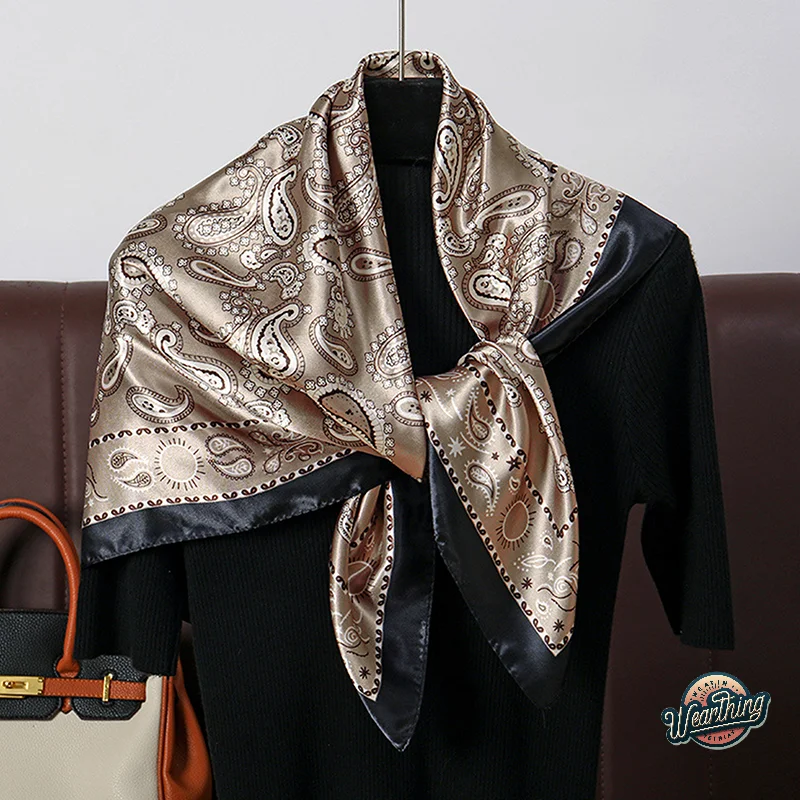 Toalha quadrada estampada em cubos com estampa de leopardo, 60cm, primavera outono, moda versátil e de alta qualidade, toalha de cabeça xale para mulheres