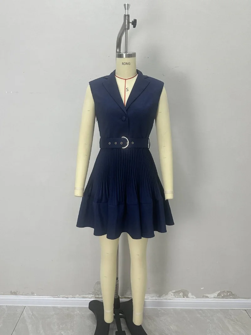 Elegante OL Stijl Mini Jurk Zomer Kleding Vrouwen Mouwloze V-hals Stropdas Riem A-lijn Jurken Avondfeest Slanke Jurk Gewaad Femme