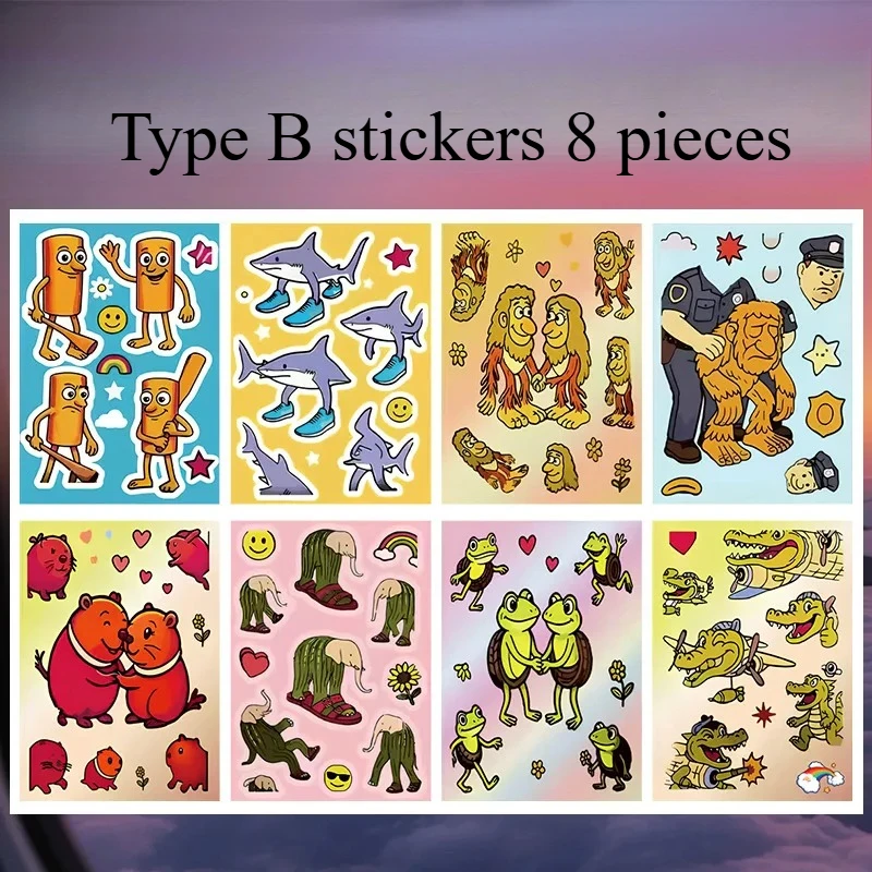 8PCS Tralalero Tralala Adesivi Tungtung Sahur Brainrot Anime Cambiare Vestiti Puzzle Paster Decorazione FAI DA TE Classico Giocattolo Regalo per I Bambini