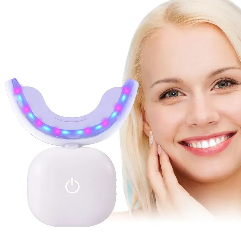 

Whiten Tooth Home Use Mini Blue And Red 32 LED Lights Rechargeable Tooth Whitening LED Wireless Teeth Whitening Lamp