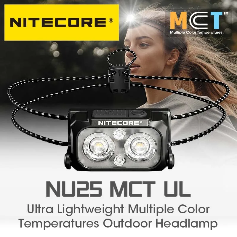 Nitecore NU25 MCT UL 400 Lumen Ultralight USB-C Rechargeble Outdoor Headlamp with Multiple Color Temperatures