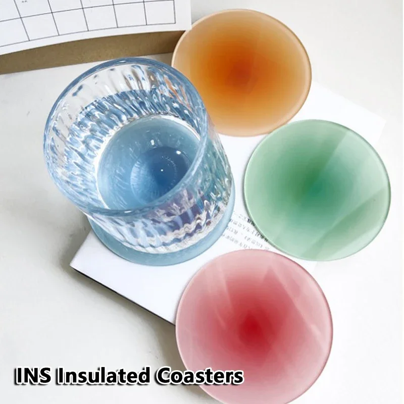 

coaster set coasters Gradient Colour Non-slip Acrylic Coasters Photo Props Bar Cafe Desktop Decorations Mug Cup Mat