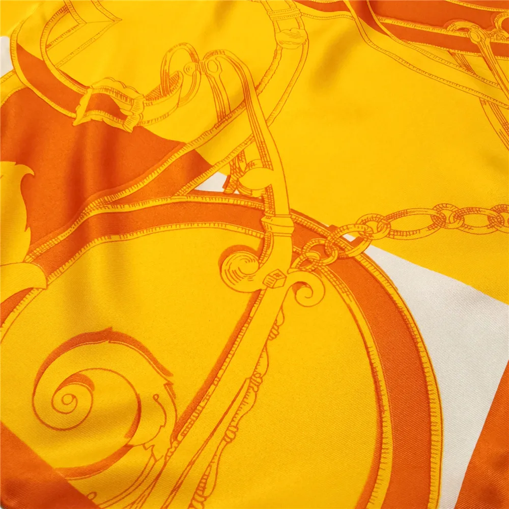 Orange Twill Silk Scarf 90cm Neck Bandana Scarves Hand Rolled Hair Decoration Luxury Designers Brand Foulard Spring Accessories