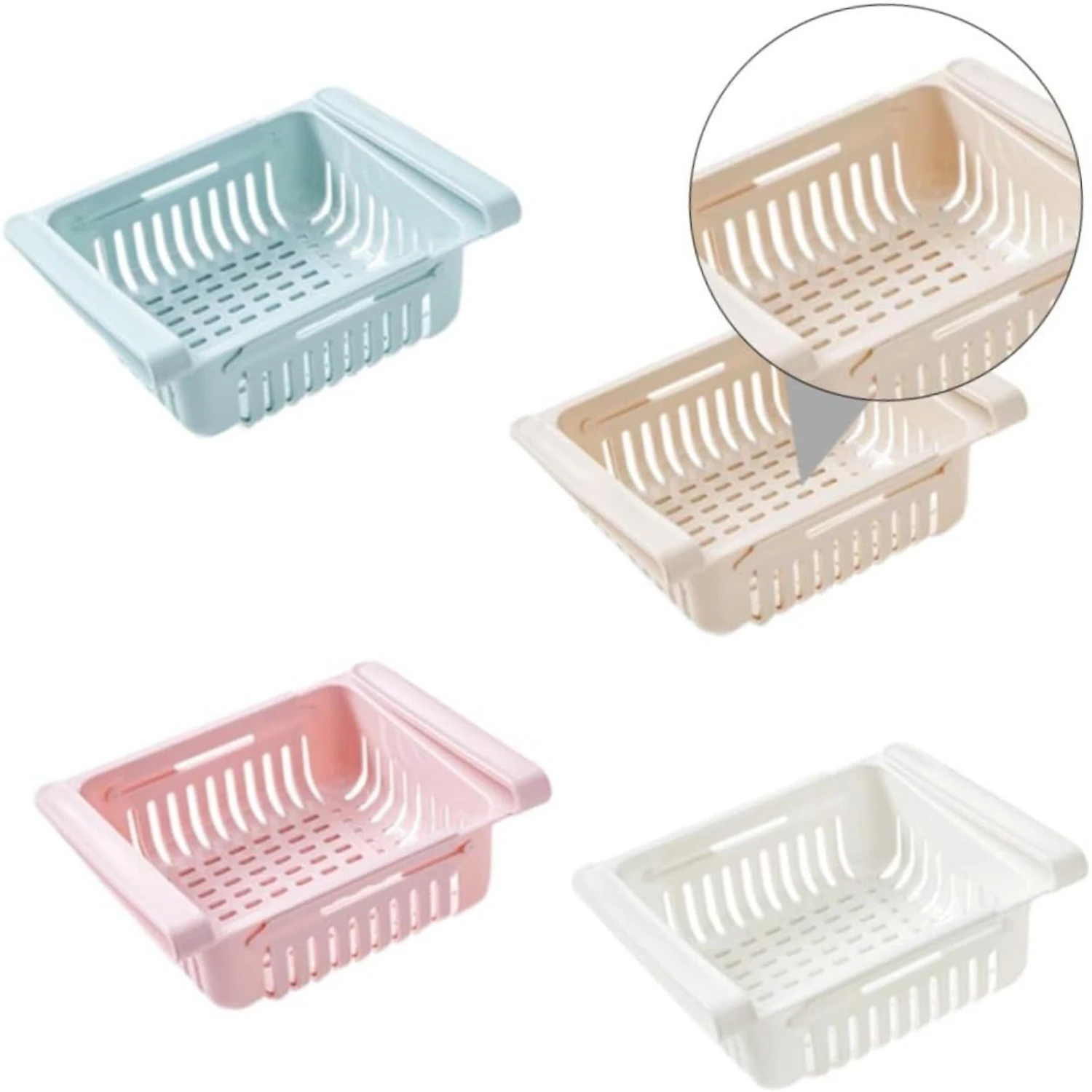 Lightweight Durable 4pcs Plastic Fridge Organizer Rack with Sliding Bin for Easy Food Classification Bote de basura inteligente