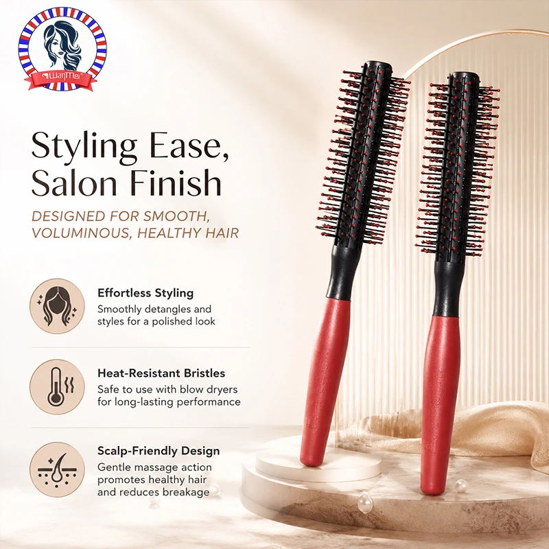 Escova de cabelo redonda profissional, antiestática, resistente ao calor, pente para modelagem de cabelos cacheados, escova de cabelo redonda, para secagem com secador, 1/3 peças