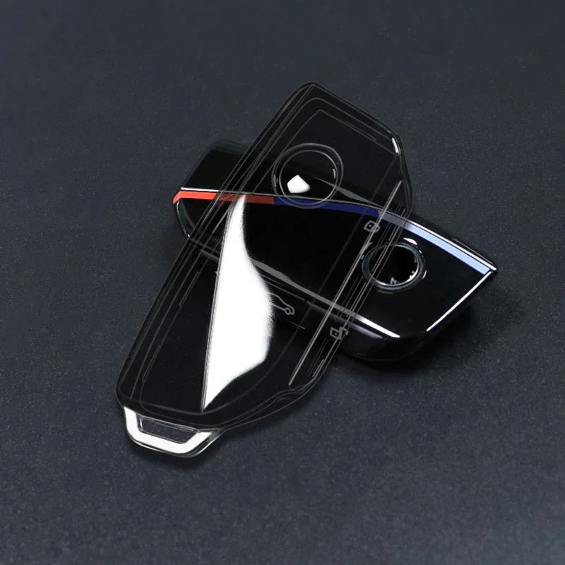 Transparent Soft Tpu Car Key Case Cover Shell Fob For 2023 2024 BMW X1 iX XM X5 X6 X7 i7 Smart Key Protect Shell AccessoriesClea
