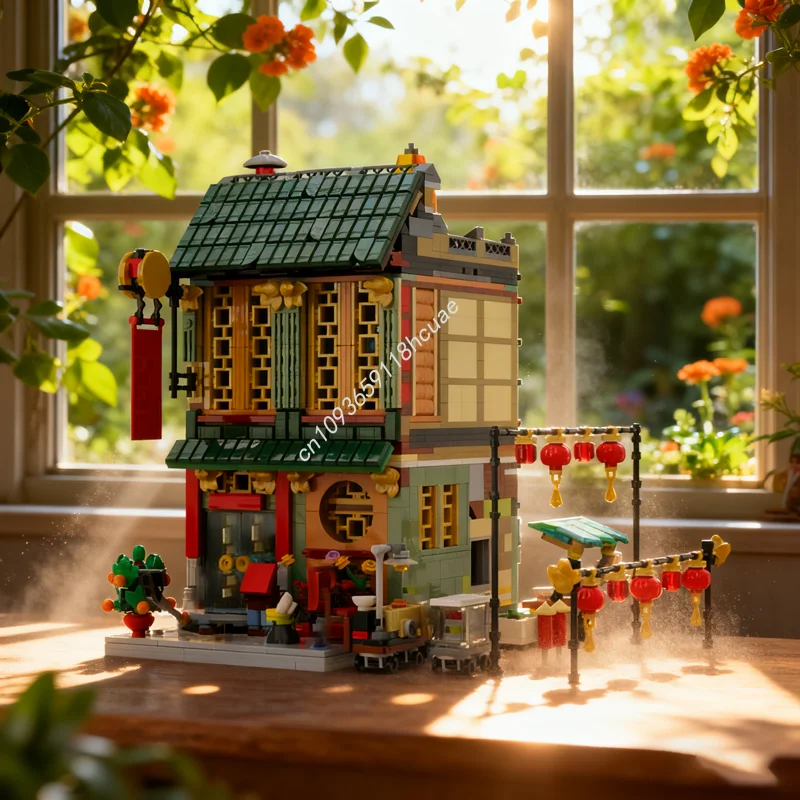 

1777pcs MOC Jade Restaurant Modulared Model Building Blocks Christmas Gifts Architecture DIY Creative Toy Brick Kids Birthday