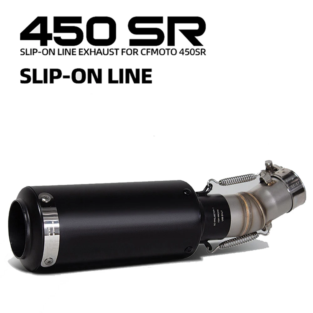 

Durable Motorcycle Slip on Line Exhaust Racing Kit Escape Middle Link Pipe Project Muffler with Laser For CFMOTO 450SR 2022-2025