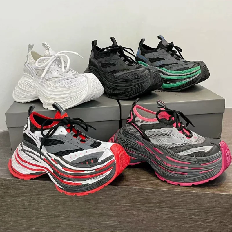 Designer Thick Bottom Platform Men's Sneakers Large Size Runway Mixed Color Casual Trainers All Match Increas Sport Unisex Shoes