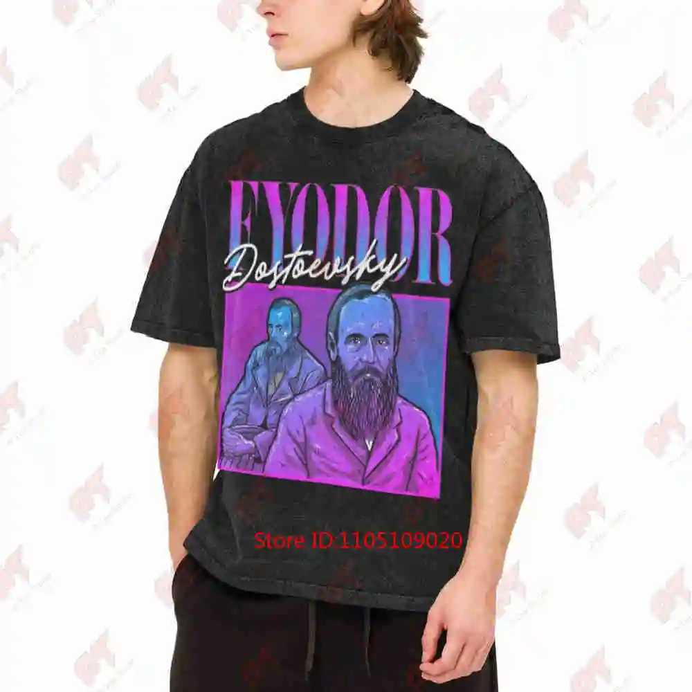 Fyodor Dostoyevsky Bootleg 90S Vintage Washed Tee Pure Cotton T-Shirt