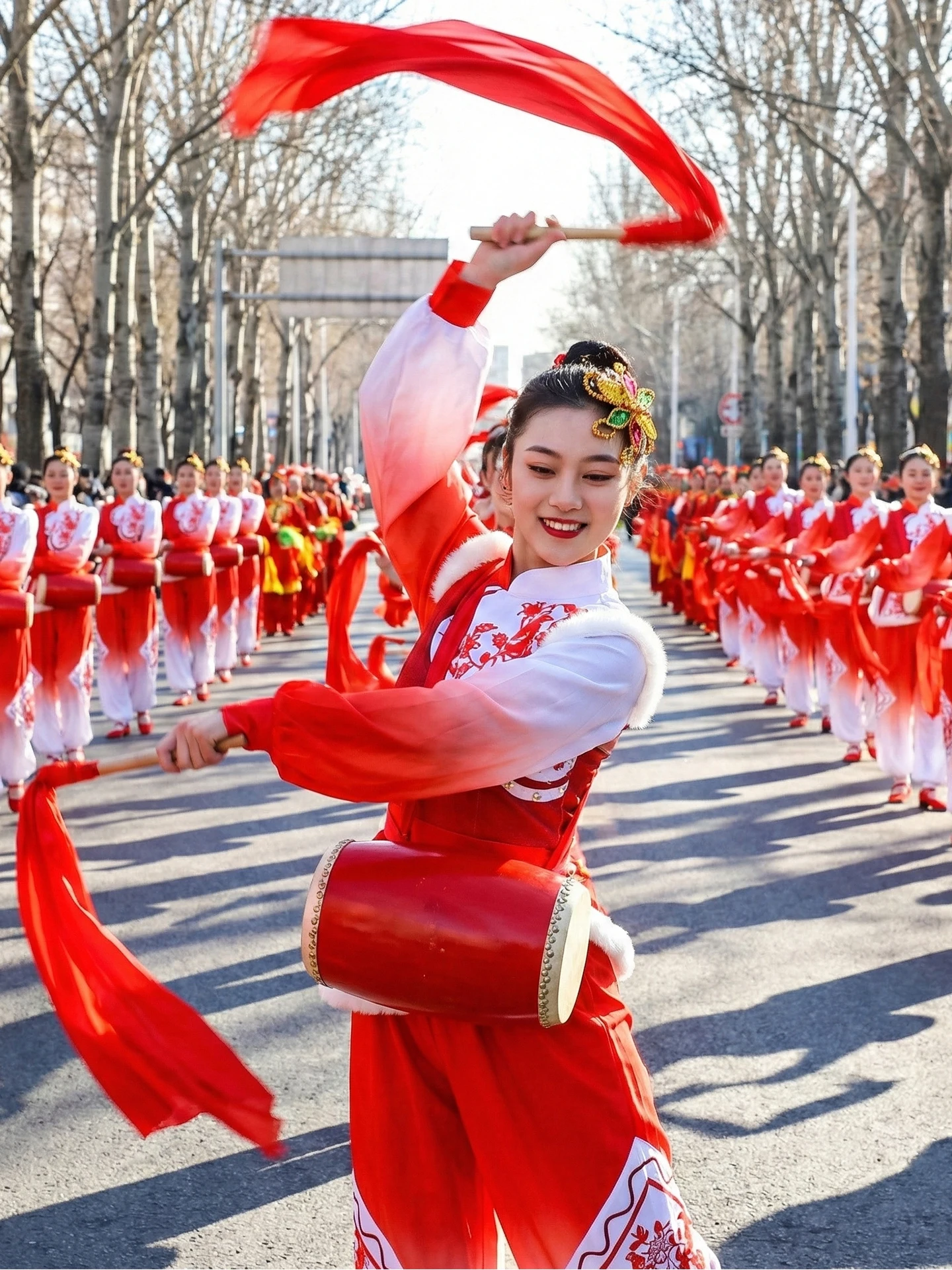 

2026 New Waist Drum Yangge Performance Costume Festive Men Women Adult Northeast Gaozhou Dance Dragon Lion Drum Dance Wear