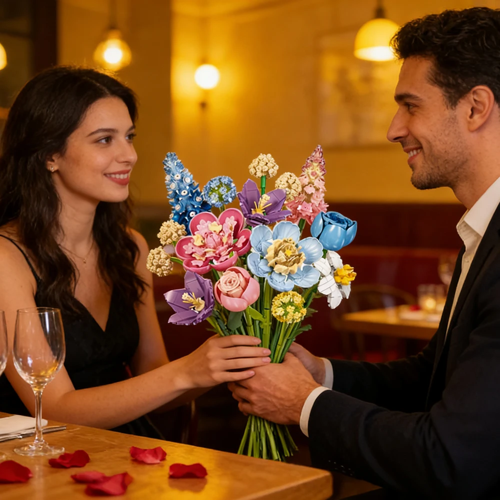 

880 PCS DIY Bouquet Building Blocks Set Colorful Eternal Flowers Bricks Toys Girls Valentine Kids Holiday Gift Micro Home Decor