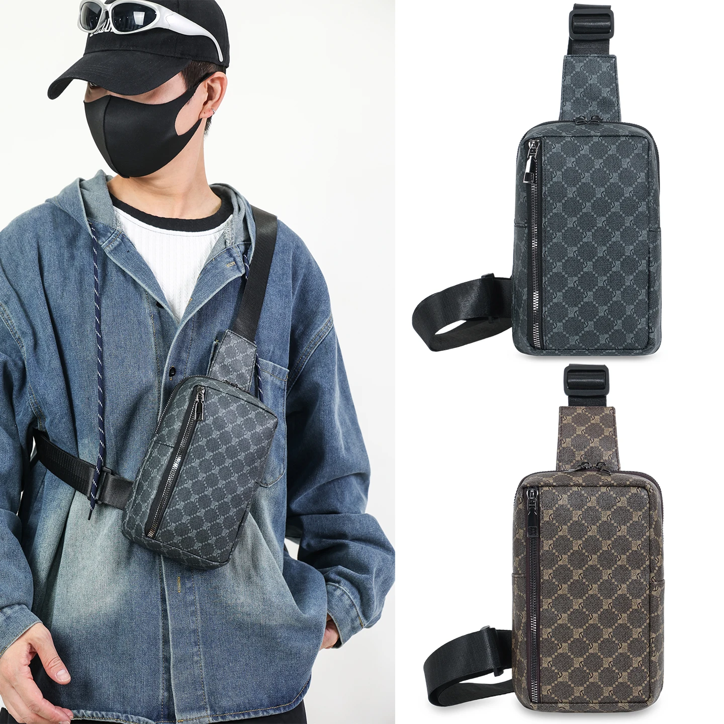 حقيبة كتف عصرية للرجال لقصر النظر الشيخوخي حقيبة كتف من البولي يوريثان حقيبة كروس حقيبة صدر للرجال باندولرا هومبر غانغنافيكا أنرجولكا #5