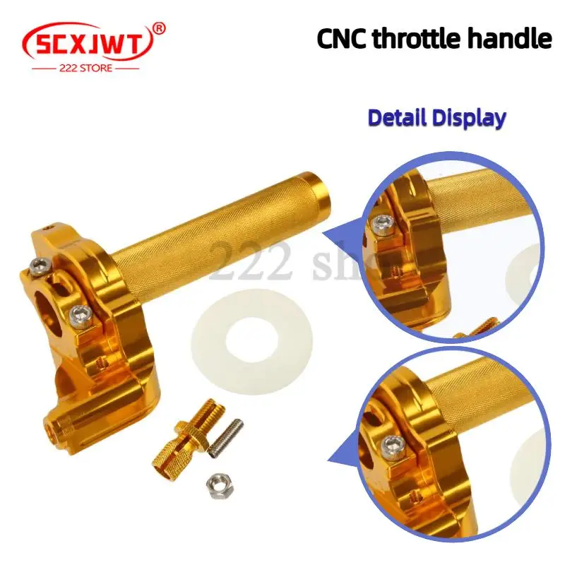 

Off-Road Motorcycle Universal CQR/CRF Twist Throttle – CNC Detachable Design Stylish Golden Color Visible Grip