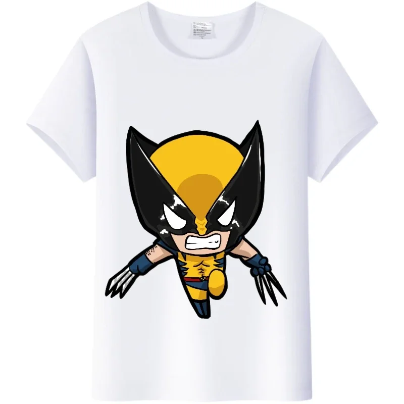 Cartoon Children's Deadpool Wolverine Pattern T-shirt Summer Top Short Sleeve T-shirt Shirt Clothing