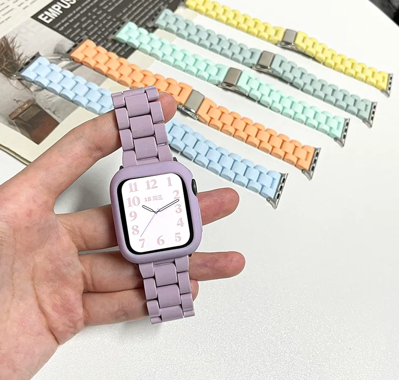 Pasek z żywicy do zegarka Apple Watch Pasek 41 mm 45 mm correa 42 mm 46 mm 44/40 mm 38 mm ultra2 49 mm bransoleta sportowa iWatch seria 10 9 8 7 6 5 4 — zdjęcie 6