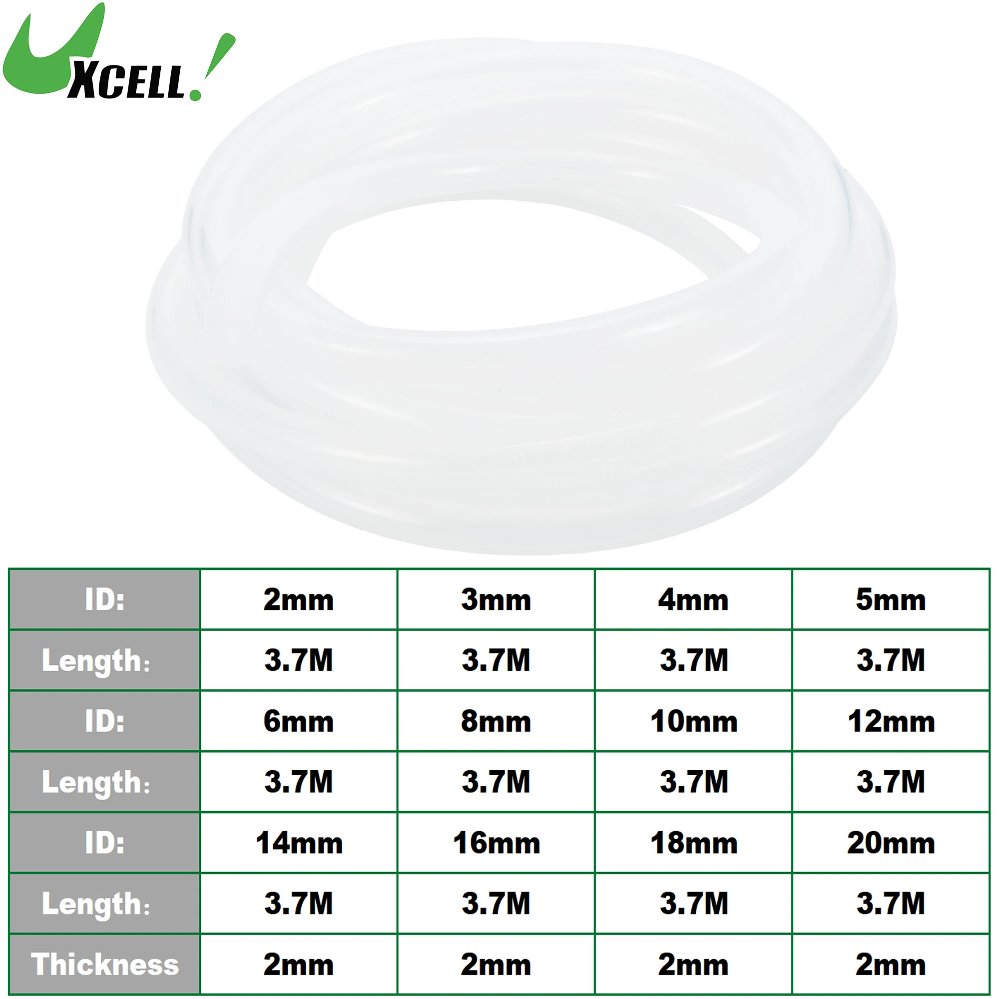 

UXCELL 3.7M Long Silicone Vacuum Tubing Hose 2/3/4/5/6/8/10/12/14/16/18/20mm ID Vacuum Line 130PSI Max Pressure 2mm Clear