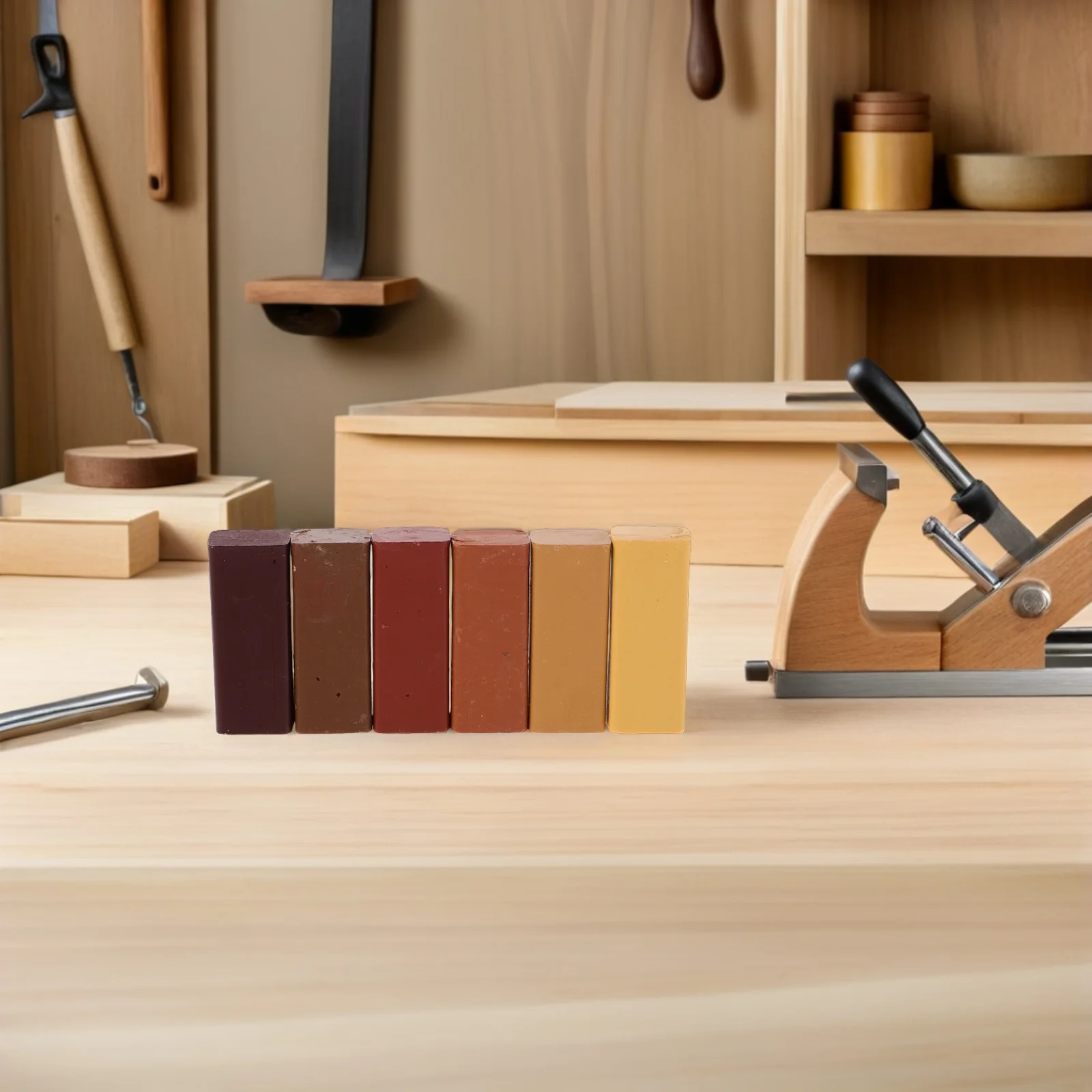 6 قطعة إصلاح الأثاث الشمع العصي حشو الخشب للخدوش تكنولوجيا الحرارة المحمولة اللمس حتى أداة لطاولات الأرضيات الخشبية #1