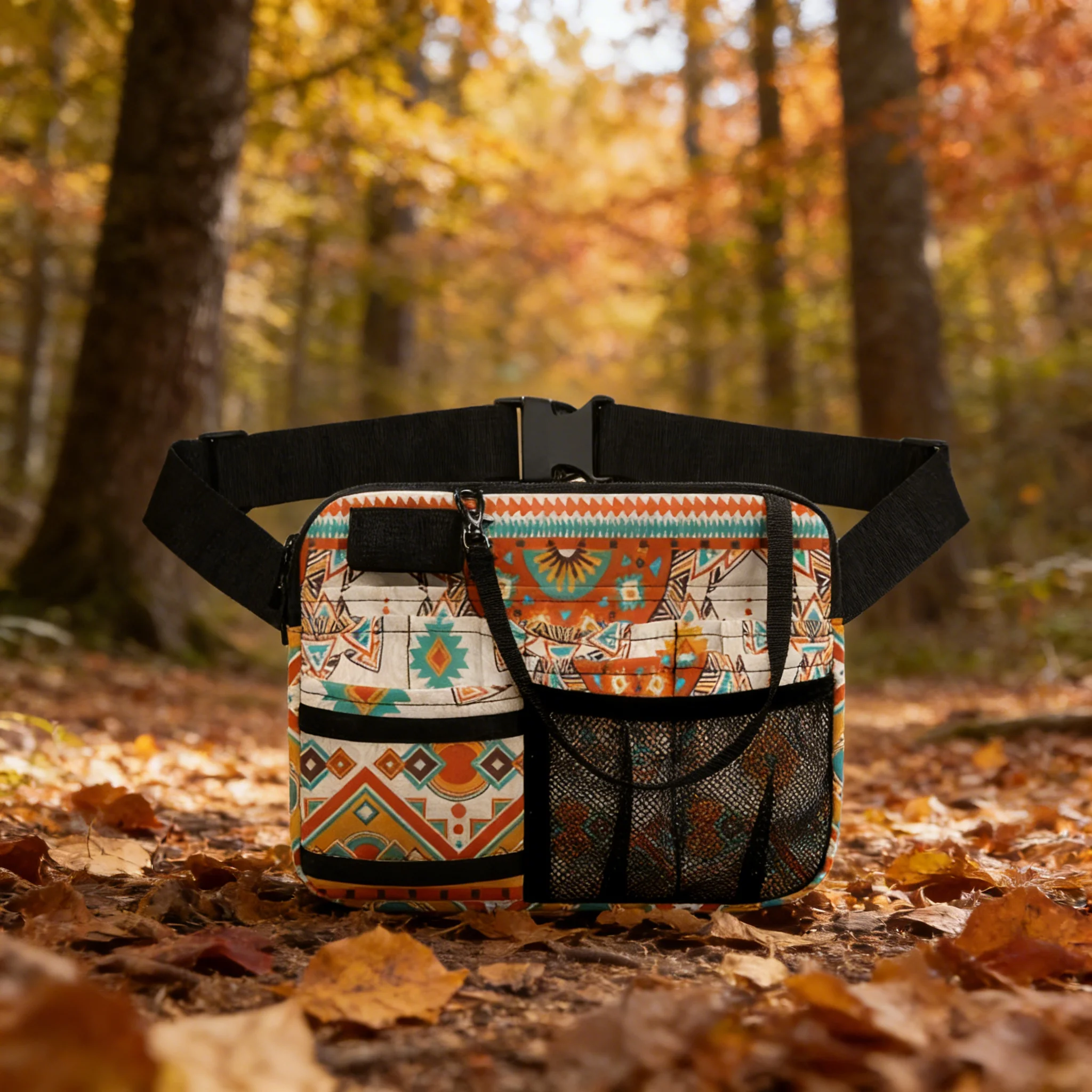 

Premium Western Aztec Print Fanny Pack, Durable Polyester Waist Bag with Multiple Pockets, Fashion Crossbody Belt Bag for Women