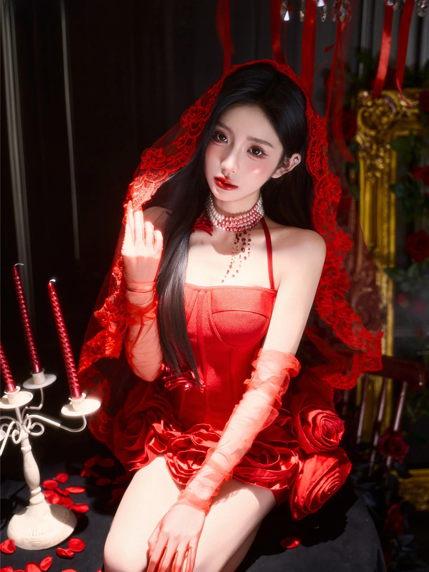 

Sexy Red Rose Lady Photoaphy Studio New Arrival Gothic Sle Pure Desire Photoaphy Clothing for Girls Ethnic Stage Costume